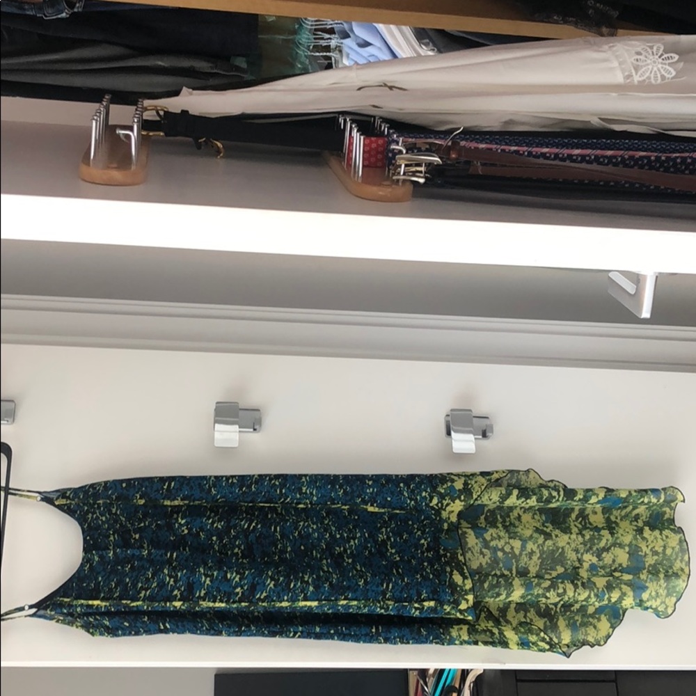 Green and blue high low summer dress